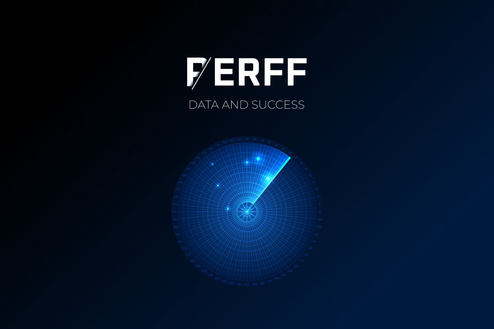 Logo PERFF avec sa baseline Data and Success sur fond bleu nuit