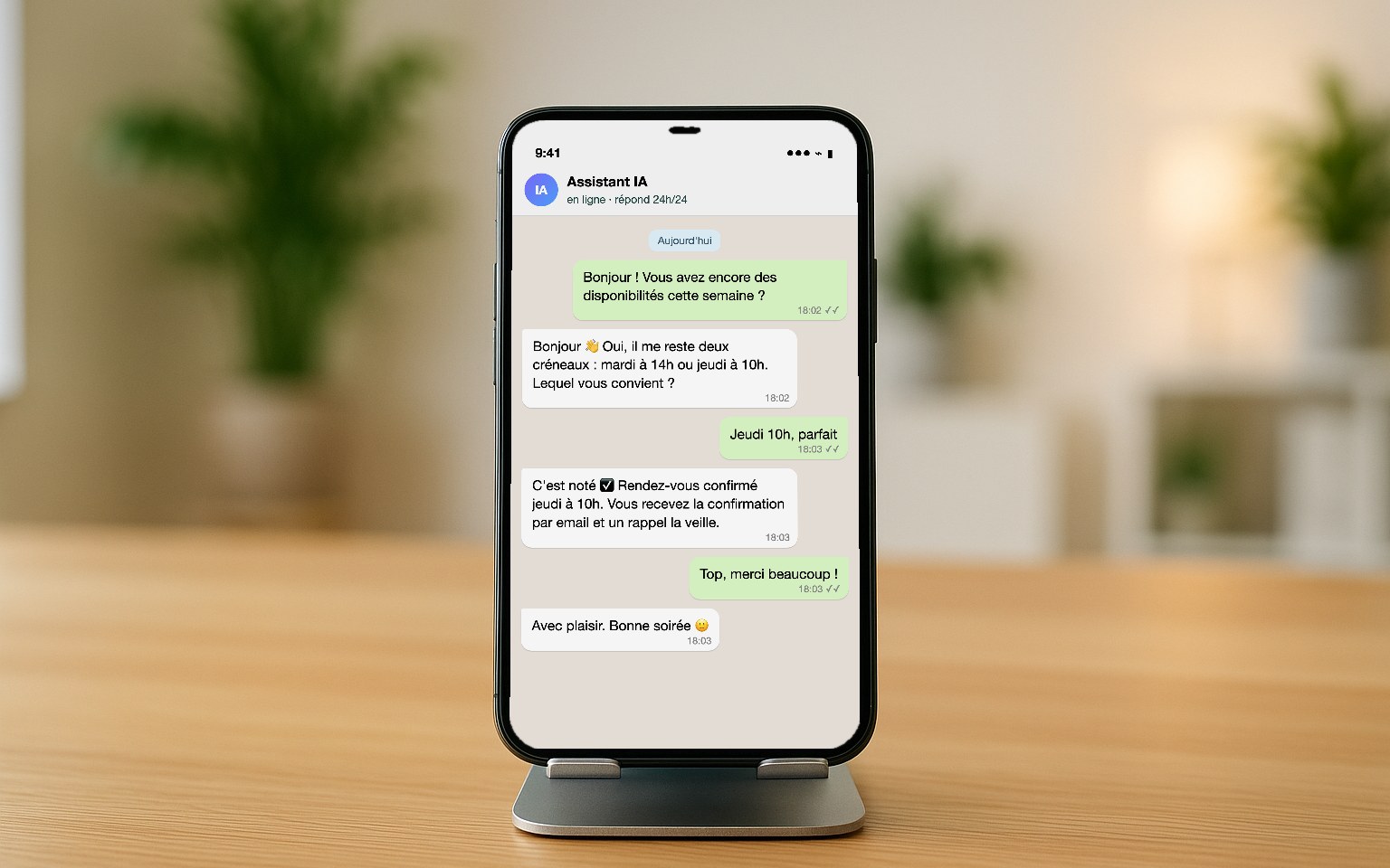 Agent IA conversationnel qui prend un rendez-vous sur téléphone